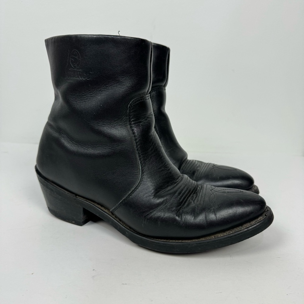 Durango Black Leather Round Toe Short Western Rodeo Boots Cowboy Y2k